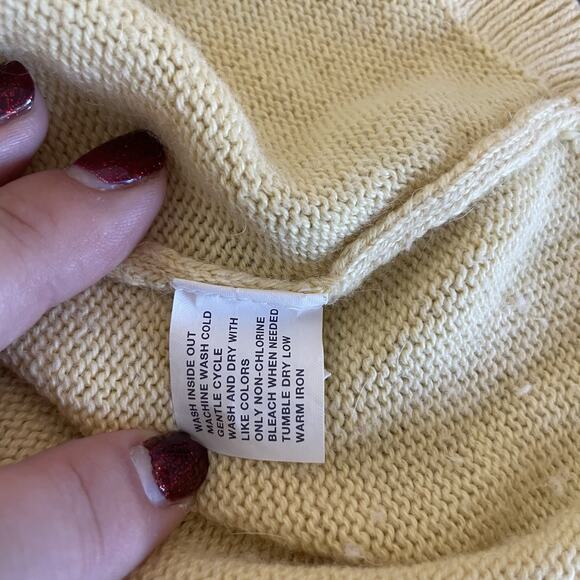 VTG Y2K GAP Size S Yellow Off Shoulder Sweater Top Knit Chic Coquette Preppy - Picture 8 of 12